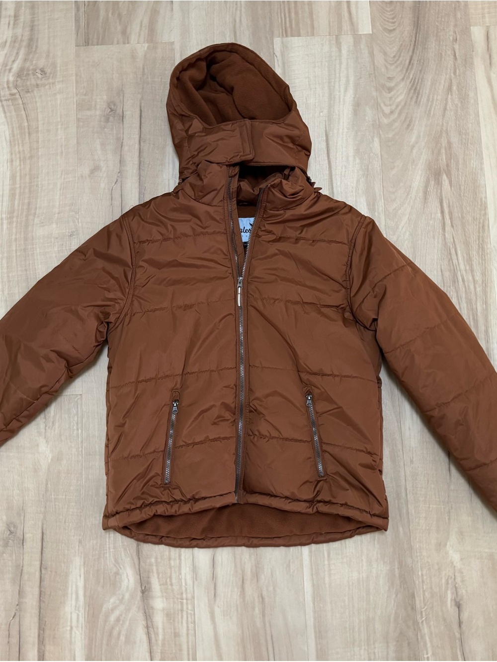 Kids Brown Hooded Puffer Jacket
